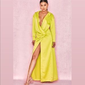 House Of CB Lime Maxi Shirt Dress